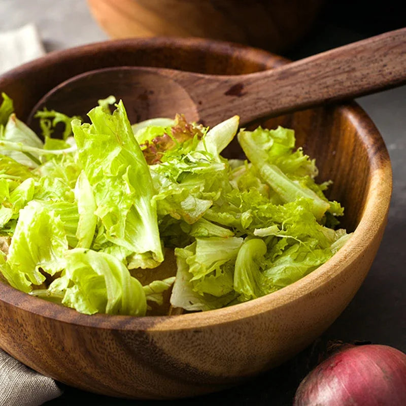 Bol Acacia Naturel Laqué Fait Main Salade Soupe Service — Fabrication Artisanale – | Studio Nichijo Paris