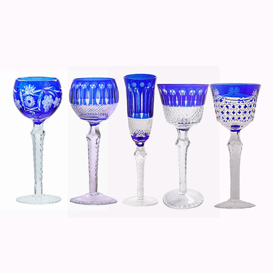 Verre à whisky et gobelet à vin en cristal taillé à la main, style japonais, en verre Edo Kiriko bleu - 5 modèles disponibles – | Studio Nichijo Paris