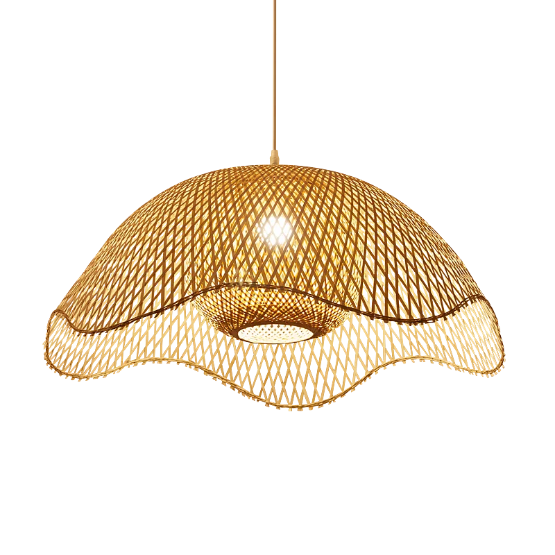 Lustre suspendu en bambou et bois, style chinois, japonais, asiatique, pour cuisine, hôtel, restaurant, salle à manger, salon, fabrication artisanale, nouveauté 2022 – | Studio Nichijo Paris