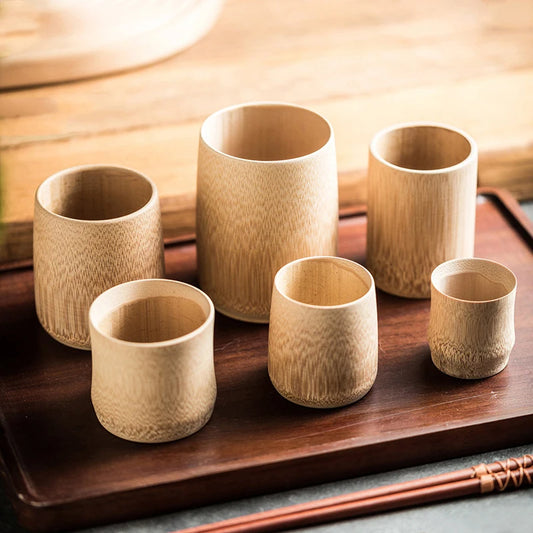 Tasse en Bambou Naturel Sculpté — Style Japonais, Faite à la Main