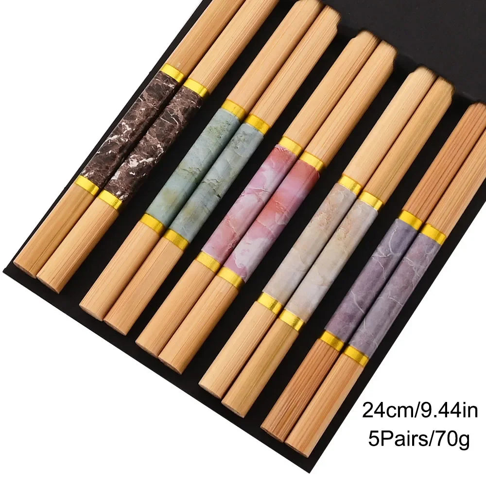 Baguettes en bois de bambou faites à la main, 5 paires, réutilisables, naturelles, japonaises, sushi, nourriture, chat, fleur, multi-documents – Coloful Cloud | Studio Nichijo Paris