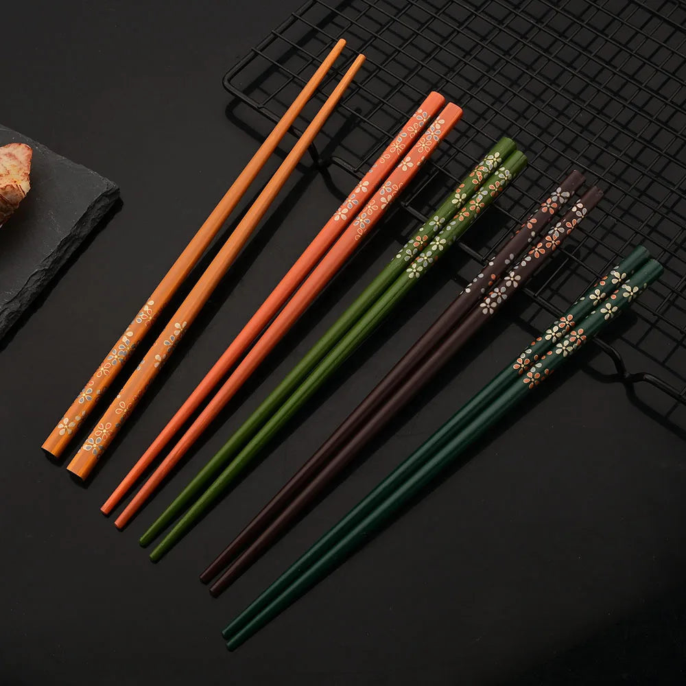Baguettes en bois de bambou faites à la main, 5 paires, réutilisables, naturelles, japonaises, sushi, nourriture, chat, fleur, multi-documents – | Studio Nichijo Paris