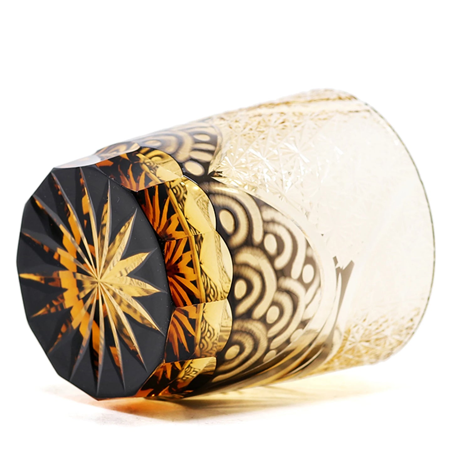 Verres à whisky Edo Kiriko de style japonais, multicolores, faits à la main, cylindriques, 240 ml, gravés, avec boîte cadeau – | Studio Nichijo Paris