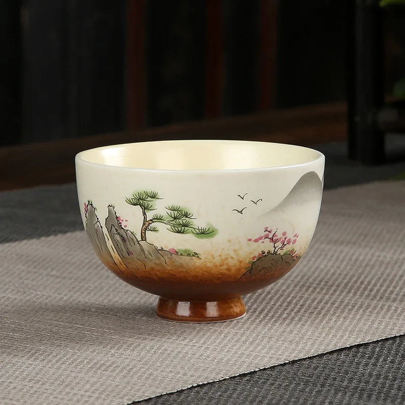 Tasse à Thé en Porcelaine Peinte à la Main — Fabrication Artisanale, Service Kung Fu – Wa | Studio Nichijo Paris
