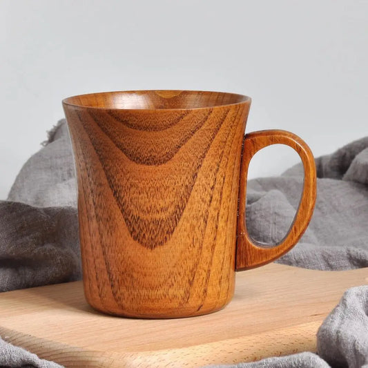 Tasse japonaise créative en bois aigre de jujube, tasse à café, thé, bière, jus, lait, eau, avec poignée, primitif, fait à la main, naturel, 1 pièce – | Studio Nichijo Paris