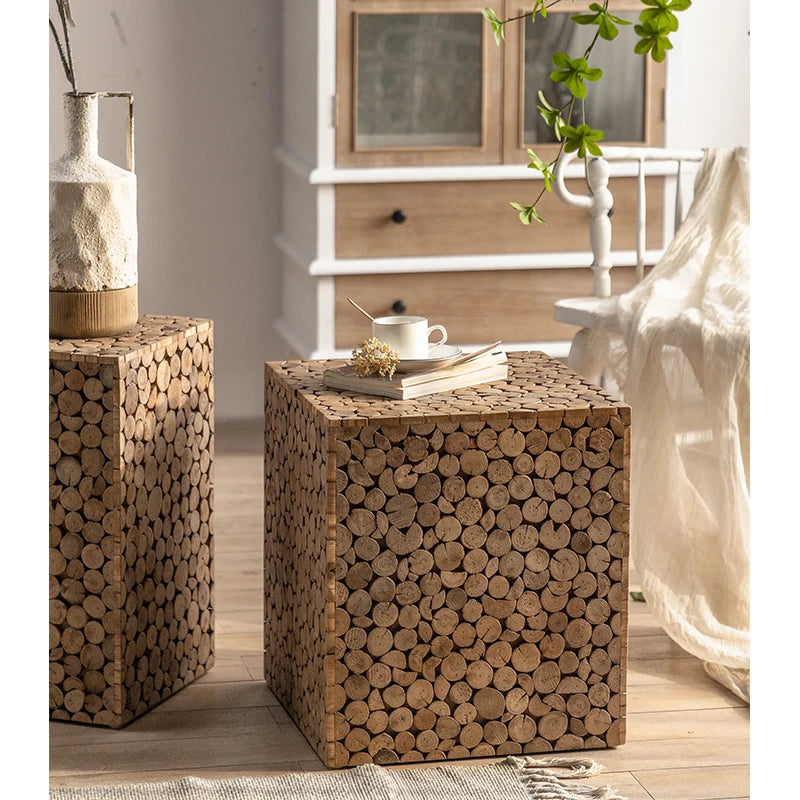 Table basse japonaise fabriquée à la main en bois massif, Table d'appoint décorative pour salon, Table basse en bois faite à la main – | Studio Nichijo Paris
