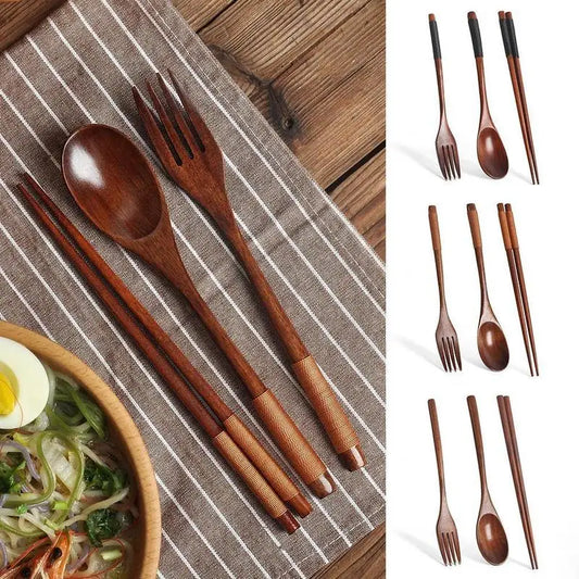 Ensemble de Baguettes Japonaises en Bois Naturel Fait à la Main, Cuillère, Fourchette, Ustensiles de Cuisine en Bambou, Soupe de Riz, Vaisselle Trempée, Nouvelle Collection – | Studio Nichijo Paris