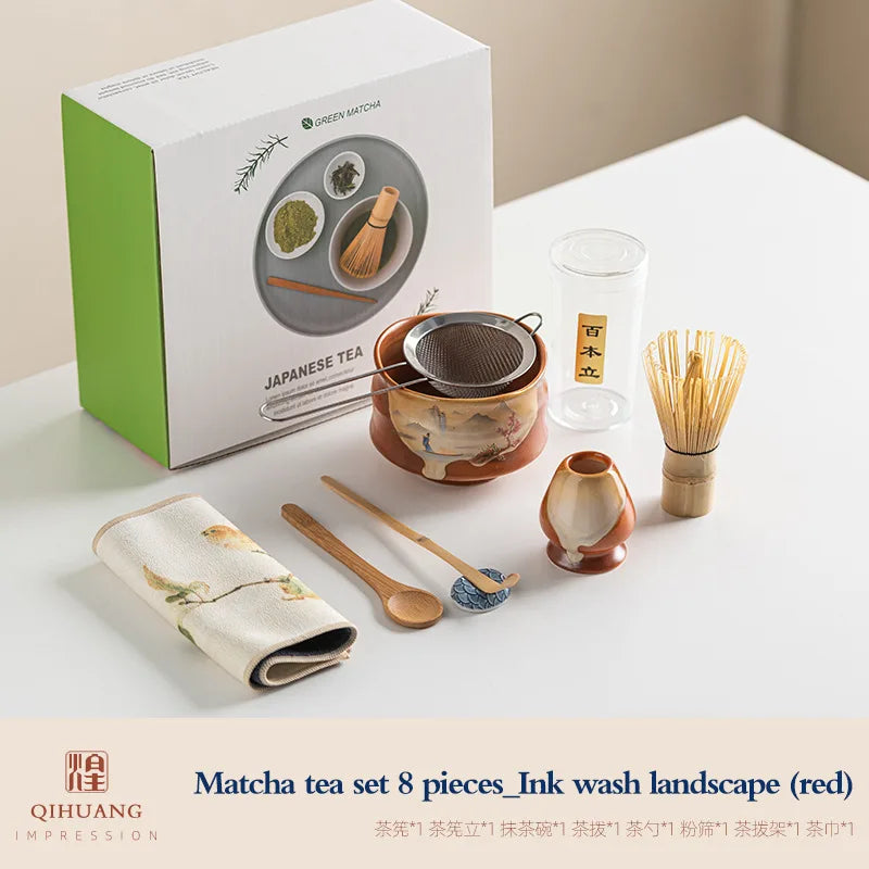 Ensemble Matcha Céramique Bambou 8 Pièces, Fabrication Artisanale – 8-piece set D | Studio Nichijo Paris