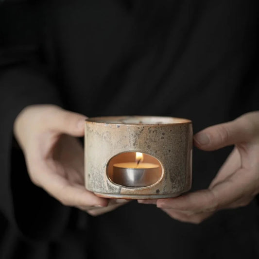 Réchaud à thé en porcelaine cuite au bois, fait main, style encre japonaise, chauffe-bougie, support de bouilloire domestique pour thé et ornements – | Studio Nichijo Paris