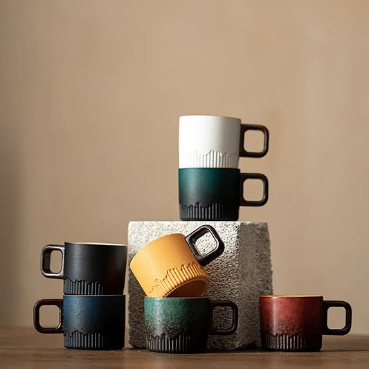 Tasse à thé japonaise artisanale unique en grès avec poignée en bois, glaçure réactive, mug à café vintage pour la maison, la cuisine et le bureau – | Studio Nichijo Paris