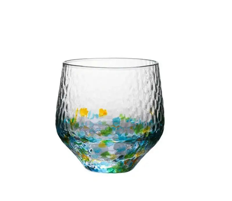Verre Whisky Cristal Ciel Étoilé Coloré Japonais 240ml — Fabrication Artisanale – Field Green Cup | Studio Nichijo Paris