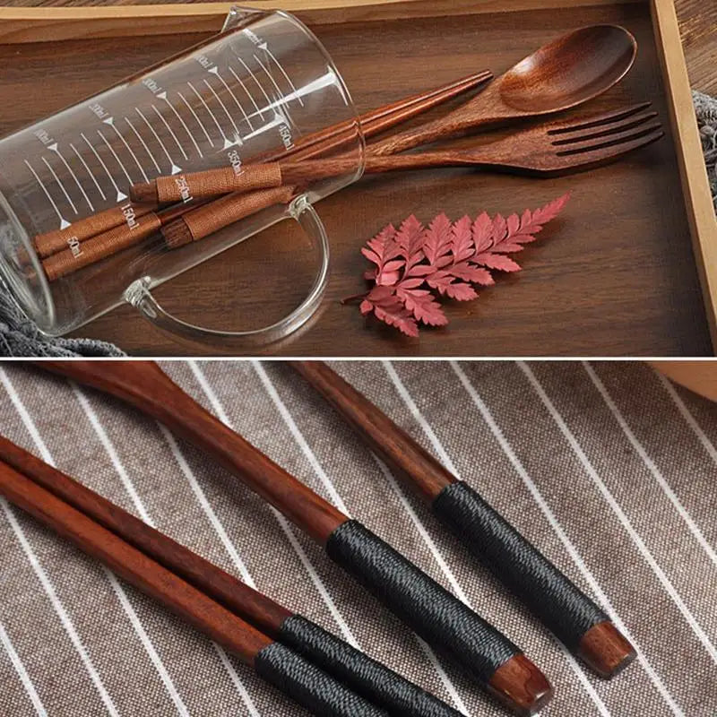 Set Couverts Bois Phoebe Baguettes Cuillère Fourchette Fait Main — Fabrication Artisanale – | Studio Nichijo Paris