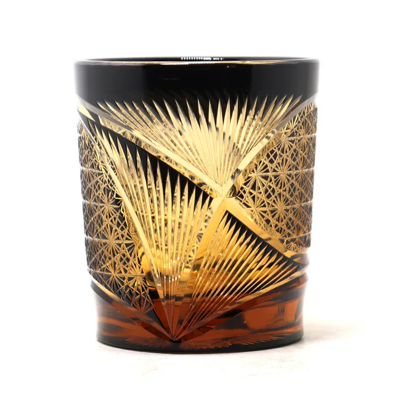 Verre Whisky Cristal Vintage Sculpté Main Éventail Japonais — Fabrication Artisanale – | Studio Nichijo Paris