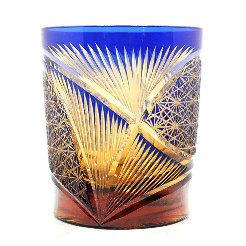 Verre Whisky Cristal Vintage Sculpté Main Éventail Japonais — Fabrication Artisanale – | Studio Nichijo Paris