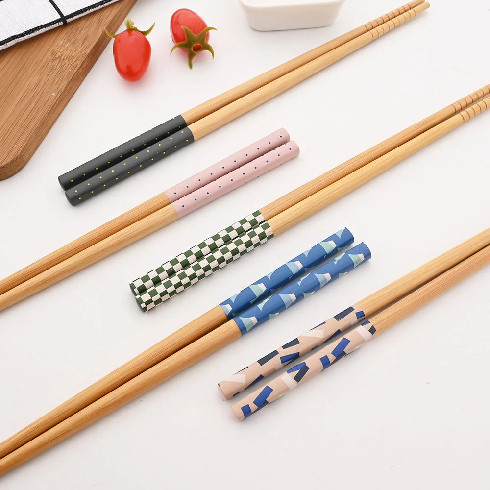 Baguettes Bois Bambou Japonaises Multicolores Lot 5 Paires — Fabrication Artisanale – | Studio Nichijo Paris