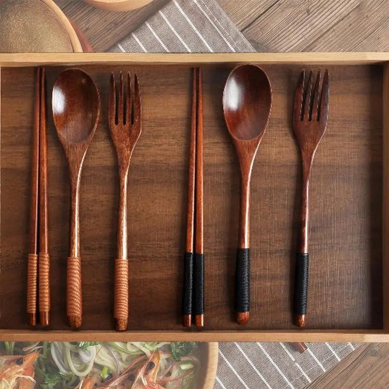 Set Couverts Bois Phoebe Baguettes Cuillère Fourchette Fait Main — Fabrication Artisanale – | Studio Nichijo Paris
