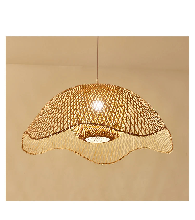 Lustre suspendu en bambou et bois, style chinois, japonais, asiatique, pour cuisine, hôtel, restaurant, salle à manger, salon, fabrication artisanale, nouveauté 2022 – | Studio Nichijo Paris
