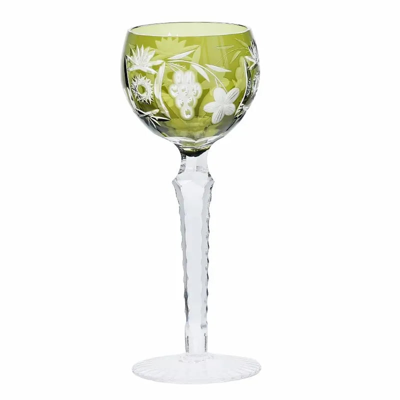 Verre Whisky Cristal Sculpté Japonais Collection Cadeau — Fabrication Artisanale – vert | Studio Nichijo Paris