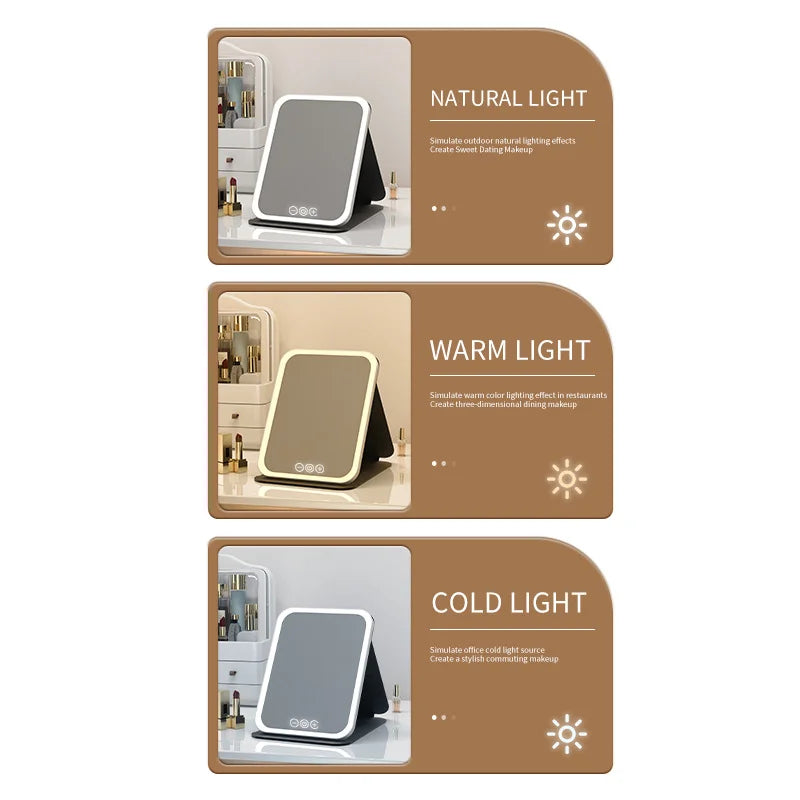 Miroir LED Maquillage Pliable USB – | Studio Nichijo Paris