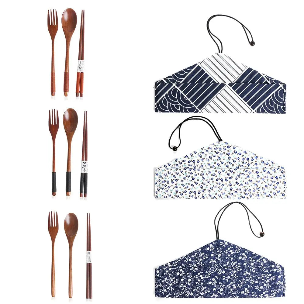Couverts Voyage Bois Naturel Japonais Baguettes Cuillère Fourchette — Fabrication Artisanale – | Studio Nichijo Paris