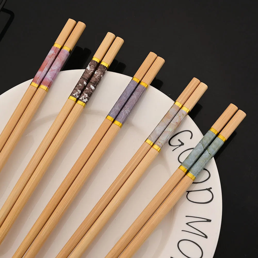 Baguettes en bois de bambou faites à la main, 5 paires, réutilisables, naturelles, japonaises, sushi, nourriture, chat, fleur, multi-documents – | Studio Nichijo Paris