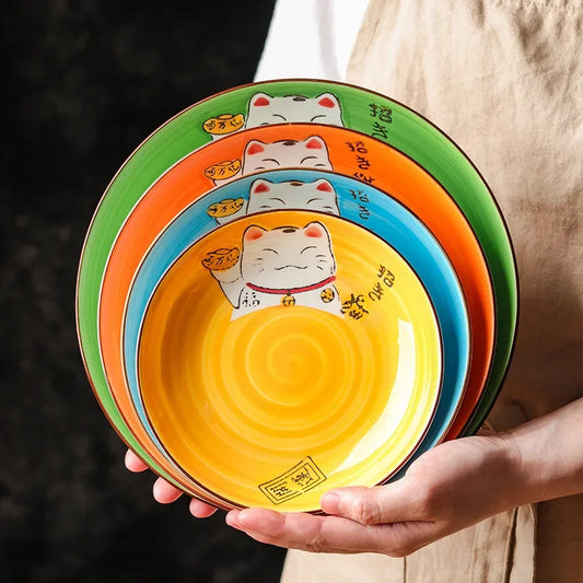 Assiette Céramique Chat Porte-Bonheur, Fabrication Artisanale – | Studio Nichijo Paris