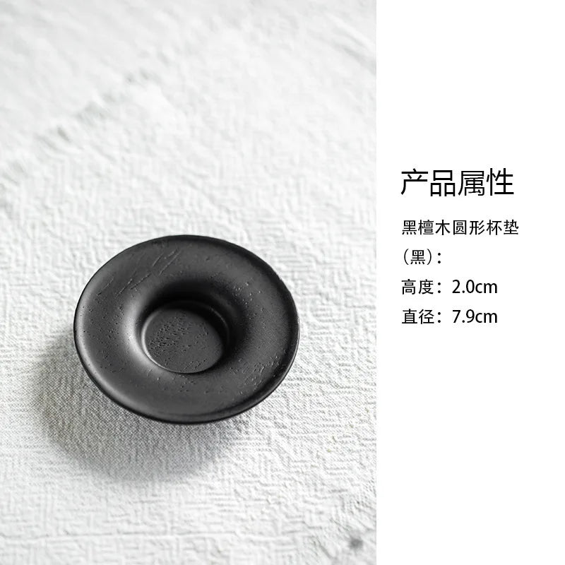 Sous-verres artisanaux en bois d'ébène massif, dessous de plat japonais isolants pour tasses à café, soucoupes, sets de table, bases de tasses à thé, cérémonie du thé – 3-7.9x2cm | Studio Nichijo Paris