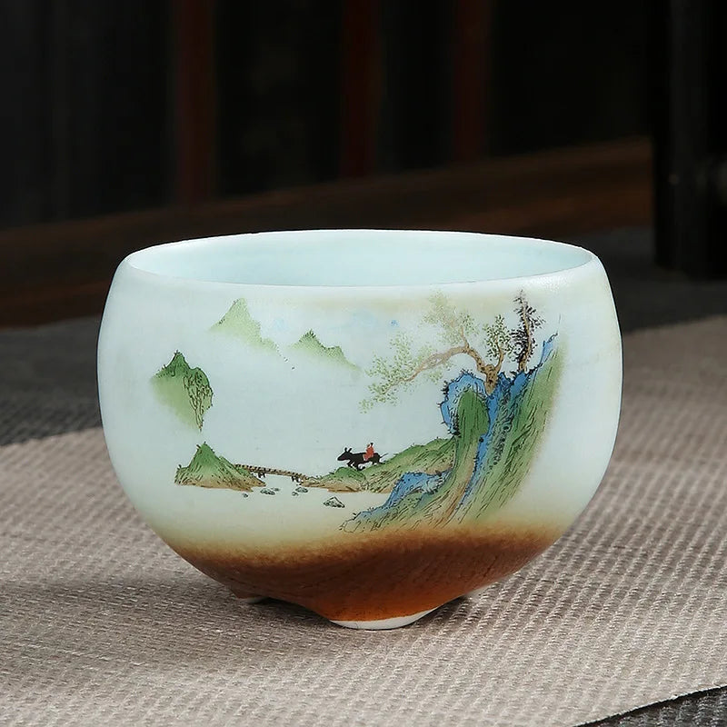 Tasse à Thé en Porcelaine Peinte à la Main — Fabrication Artisanale, Service Kung Fu – | Studio Nichijo Paris