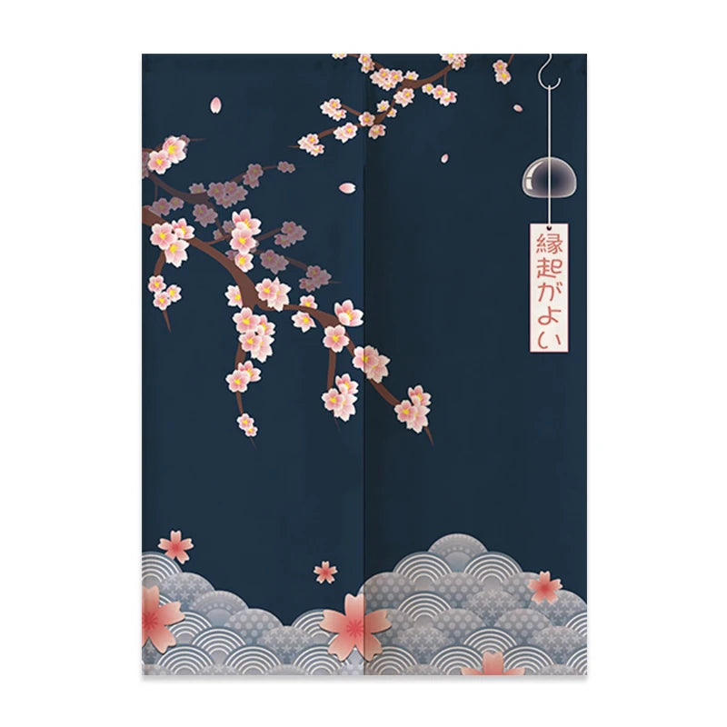 Rideau de Porte Japonais en Lin | Motif Mont Fuji & Vagues | Cloison Intérieure – | Studio Nichijo Paris