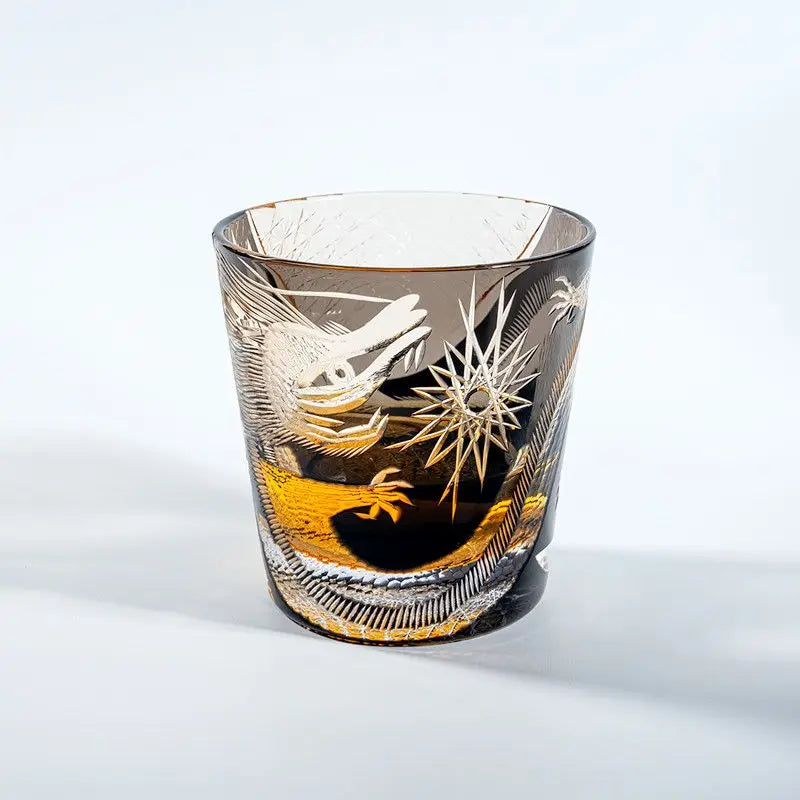Verre Whisky Cristal Sans Plomb Taille Edo Dragon Noir, Fabrication Artisanale – | Studio Nichijo Paris