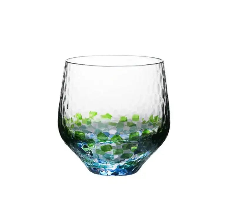 Verre Whisky Cristal Ciel Étoilé Coloré Japonais 240ml — Fabrication Artisanale – Turquoise Cup | Studio Nichijo Paris
