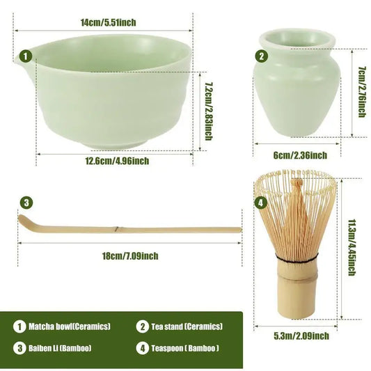 Service à Thé Matcha — Bol Céramique & Fouet Bambou — Fabrication Artisanale – | Studio Nichijo Paris