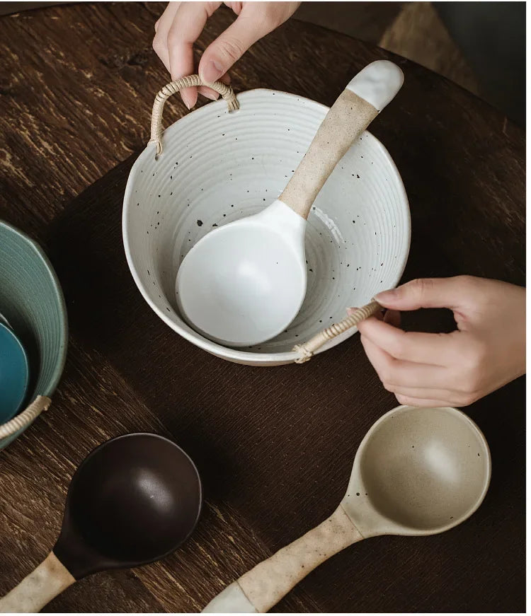 Grande Cuillère à Soupe en Grès Faite à la Main — Style Japonais – Céramique – | Studio Nichijo Paris