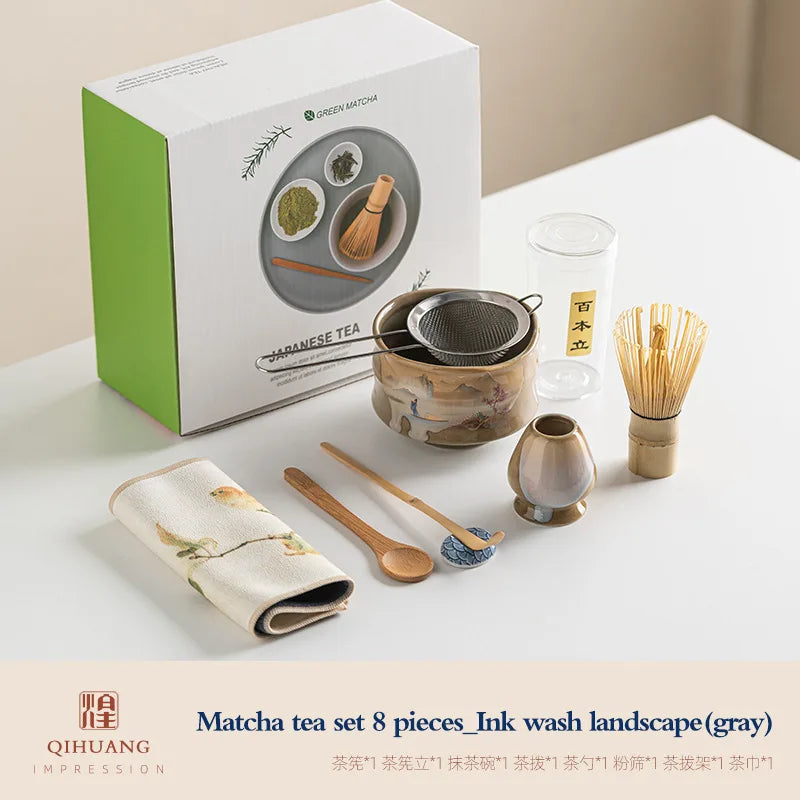 Ensemble Matcha Céramique Bambou 8 Pièces, Fabrication Artisanale – Sei | Studio Nichijo Paris