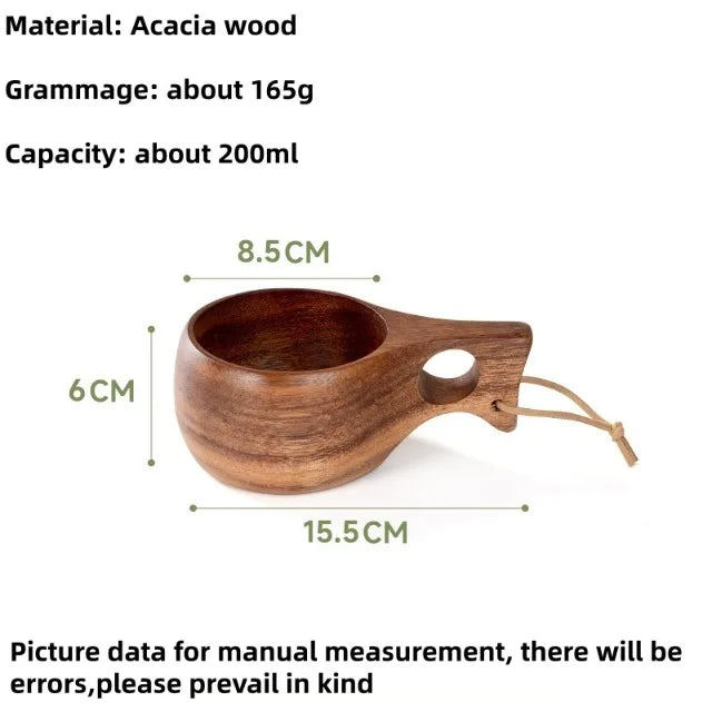 Tasse en bois faite à la main, bois d'acacia, tasse à café, thé, lait, kuksa finlandaise, vaisselle pour le petit-déjeuner à la maison, vaisselle de style japonais – B 200ML-400ML | Studio Nichijo Paris
