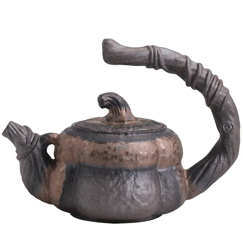 Théière Poterie Dorée Poignée Bouclée Kung Fu 250ml, Fabrication Artisanale – | Studio Nichijo Paris