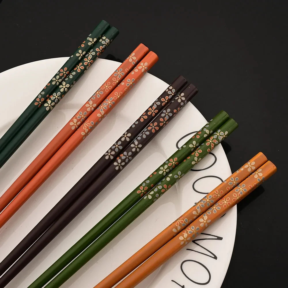 Baguettes Bambou Multicolores Motifs Lot 5 Paires Réutilisables — Fabrication Artisanale – | Studio Nichijo Paris