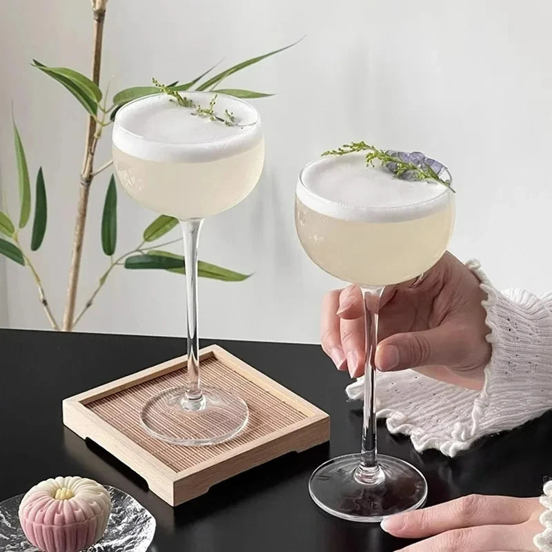 Verre Martini Cocktail Cristal Japonais Tour Pied Haut — Fabrication Artisanale – | Studio Nichijo Paris