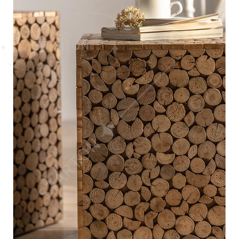 Table basse japonaise fabriquée à la main en bois massif, Table d'appoint décorative pour salon, Table basse en bois faite à la main – | Studio Nichijo Paris