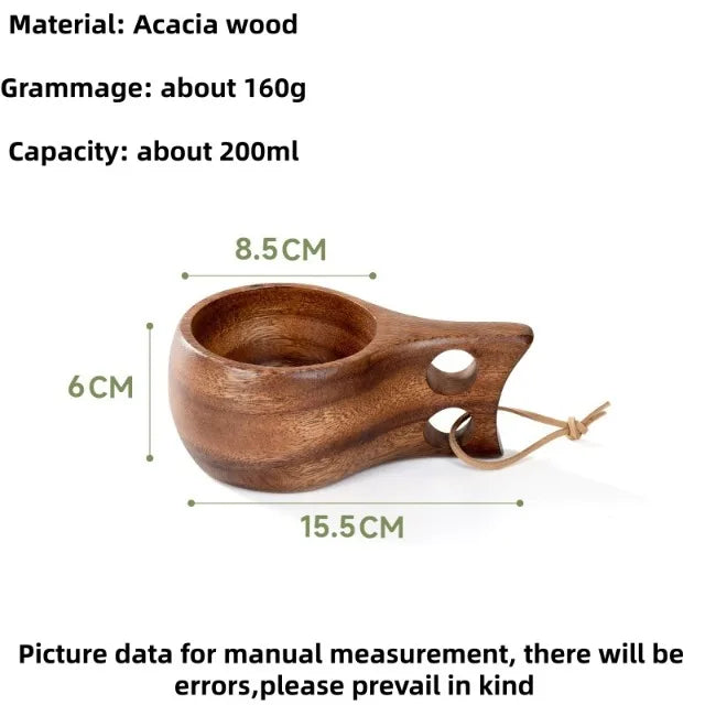 Tasse en bois faite à la main, bois d'acacia, tasse à café, thé, lait, kuksa finlandaise, vaisselle pour le petit-déjeuner à la maison, vaisselle de style japonais – C 200ML-400ML | Studio Nichijo Paris