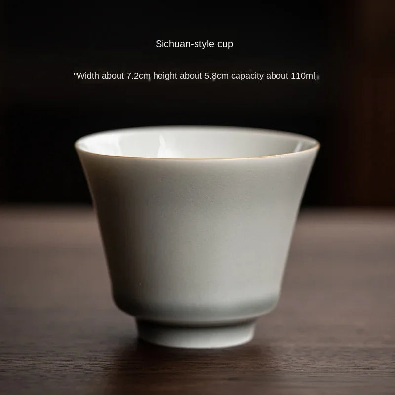 Tasse Porcelaine Glaçage Gris Glacé Kung Fu, Fabrication Artisanale – Tasse 110 ml | Studio Nichijo Paris