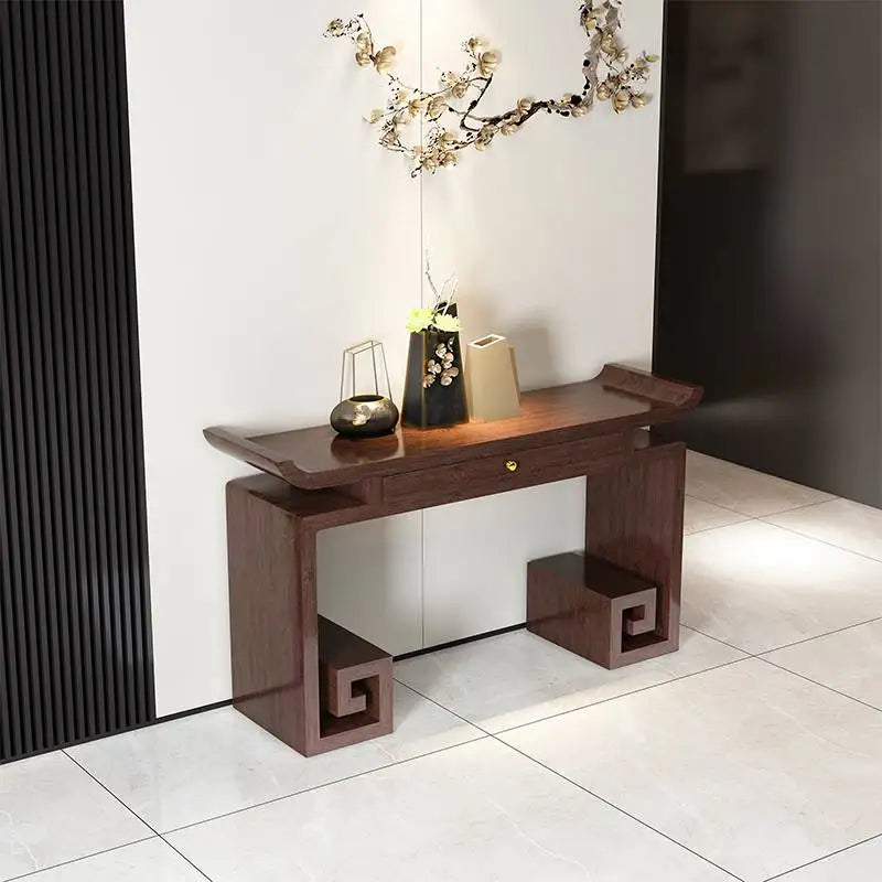 Table Console Wabi-Sabi Rustique – Design Minimaliste Glamour pour Couloir – | Studio Nichijo Paris