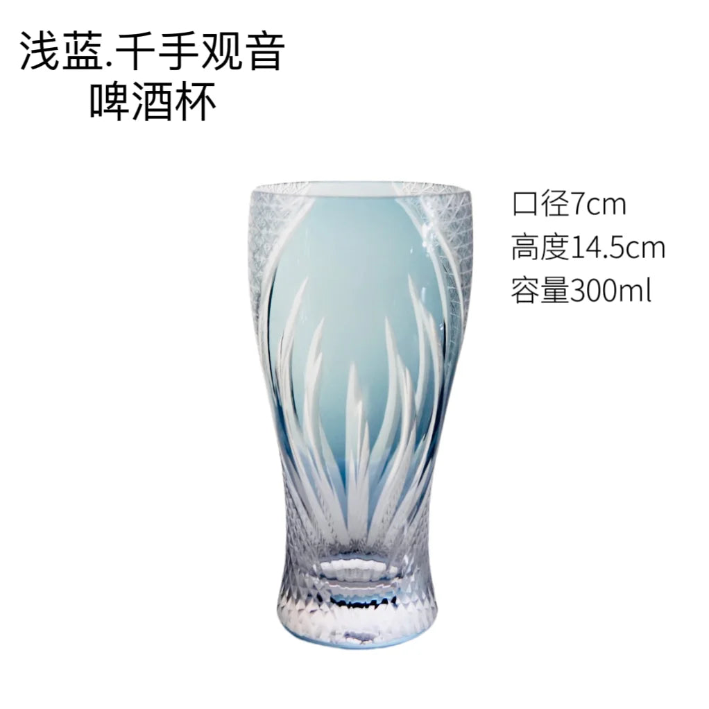 Verre Cristal Japonais Grande Valeur Bière Artisanale — Fabrication Artisanale – Light Blue Thousand | Studio Nichijo Paris