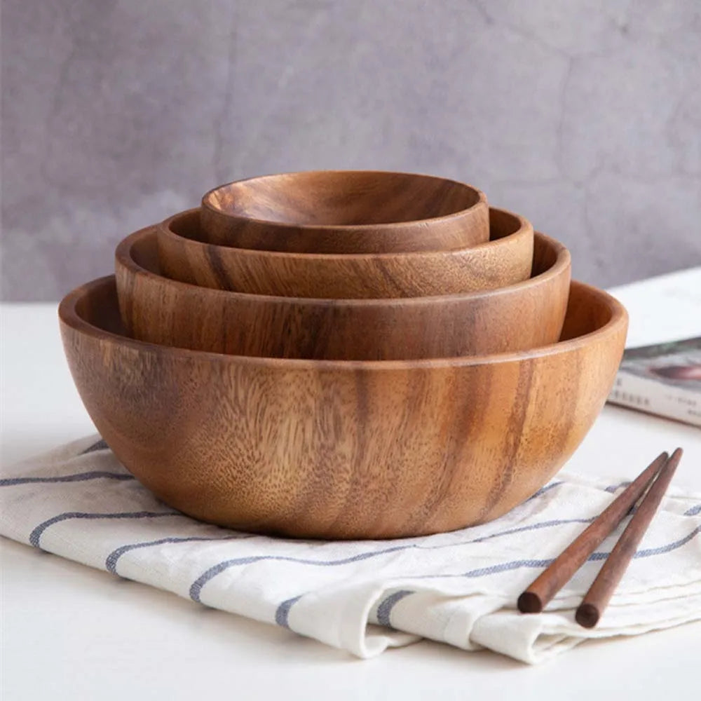 Bol en Bois d’Acacia – Salade, Soupe & Ramen – Fabrication Artisanale – | Studio Nichijo Paris