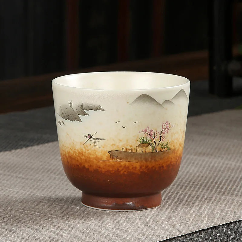 Tasse à Thé en Porcelaine Peinte à la Main — Fabrication Artisanale, Service Kung Fu – Hikari | Studio Nichijo Paris