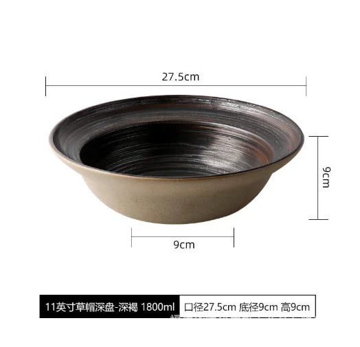 Assiette Céramique Japonaise Rétro — Fabrication Artisanale – 28 cm | Studio Nichijo Paris