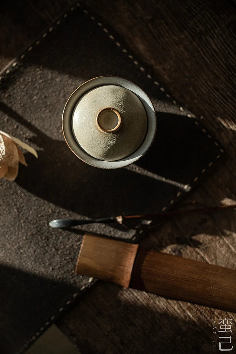 Filles recouvert fait à la main en poterie grossière, petit Gaiwan, théière élégante, verres à thé, cadeau de collection, boutique japonaise, 120ml – | Studio Nichijo Paris