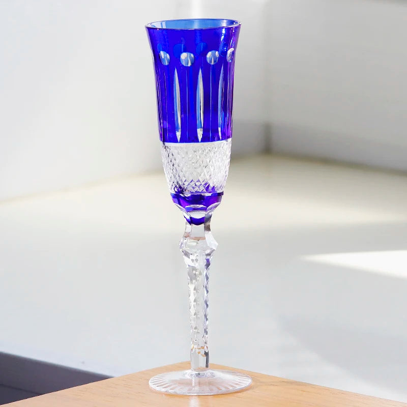 Verre à whisky et gobelet à vin en cristal taillé à la main, style japonais, en verre Edo Kiriko bleu - 5 modèles disponibles – | Studio Nichijo Paris
