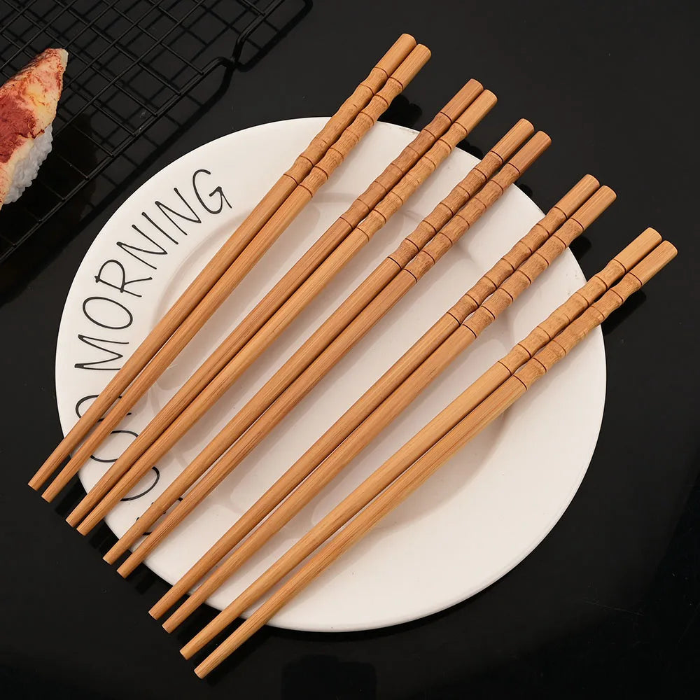 Baguettes en bois de bambou faites à la main, 5 paires, réutilisables, naturelles, japonaises, sushi, nourriture, chat, fleur, multi-documents – | Studio Nichijo Paris