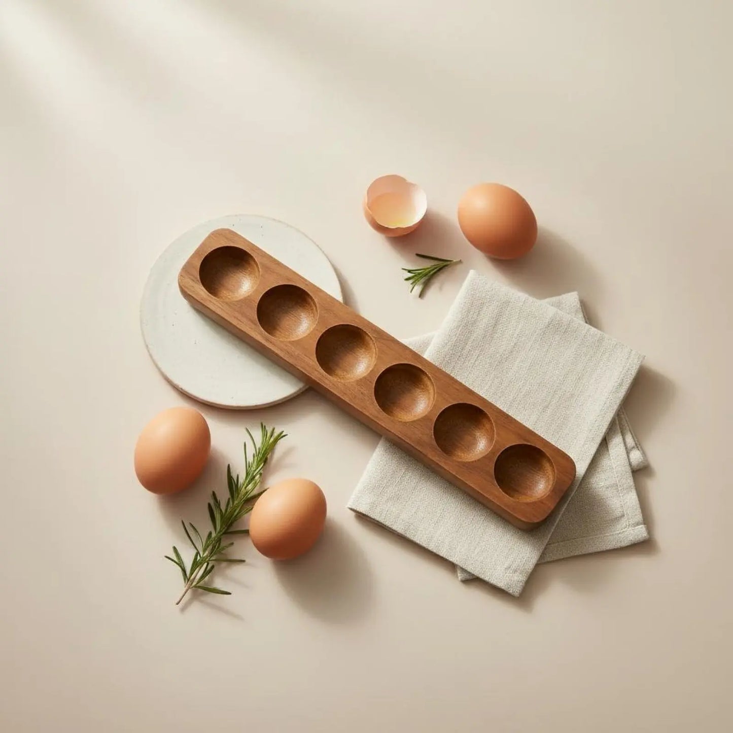 Plateau Œufs Bois Acacia Fait Main Garde-Manger 6-12-24 Alvéoles — Fabrication Artisanale – | Studio Nichijo Paris